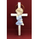 Cross Blue Praying Boy - Ceramic