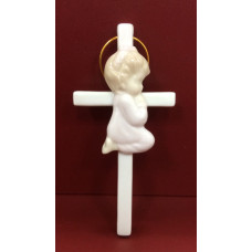 Cross Pink Praying Girl - Ceramic