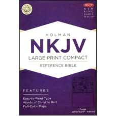NKJV Large Print Compact Reference Bible - Purple Leather Touch (LWD)