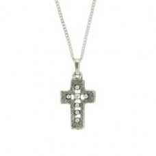 Cross Antiqued Silver Plated Necklace - 20mm on chain