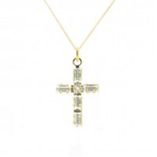 Cross Necklace - Clear Swarovski Crystals - on chain 