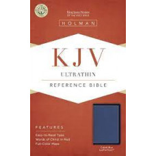 KJV Ultrathin Reference Bible - Cobalt Blue Leather Touch (LWD)