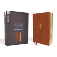 NASB Large Print Thinline Bible - Brown Leathersoft