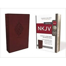 NKJV Large Print Compact Reference Bible - Burgundy Leathersoft