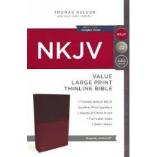NKJV Large Print Value Thinline - Burgundy Leathersoft