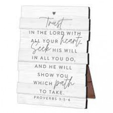 Trust in the Lord White Wood Stacked Plaque